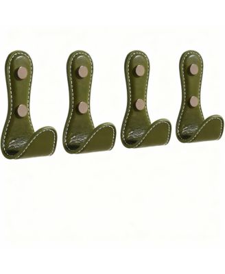 4Pc Leather-Wrapped Zinc Alloy Wall Hooks for Home