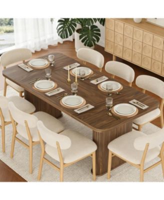 62" Large Dining Table, Set for 6-8 People, Kitchen Dining Table with Grille Design, Suitable for Dining, Home, Office, Living