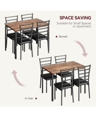 5-Piece Dining Table Set for 4, Modern Rectangle Kitchen Table with Upholstered Chairs