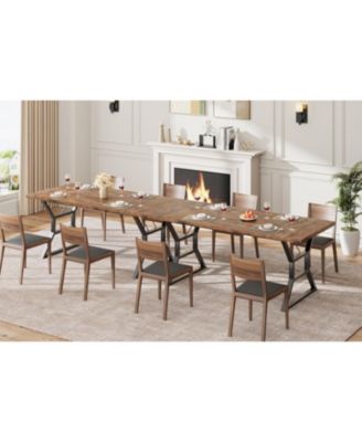 70.9 in Large Dining Room Table for 6, Rectangular Kitchen Table with Heavy Duty Metal Legs, Farmhouse Wooden Dining Table for Big Family