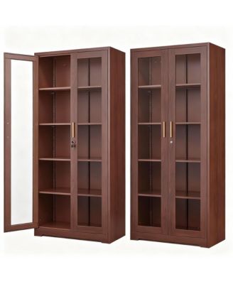Tempered Glass Cabinet, Thickened Metal, Storage & Display, Safety Lock, Easy Assembly