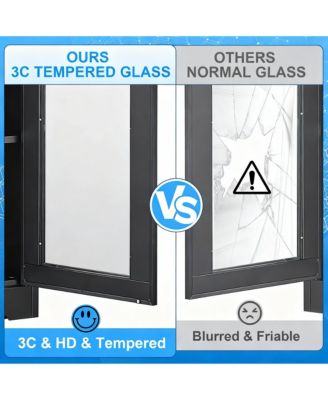 Tempered Glass Cabinet, Thickened Metal, Storage & Display, Safety Lock, Easy Assembly