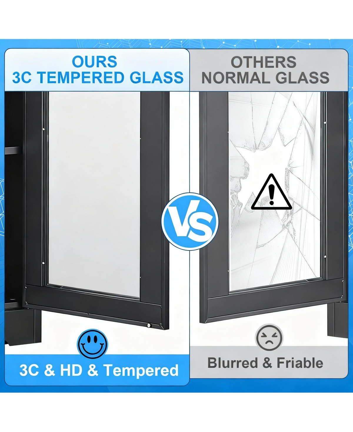 Yigii Tempered Glass Cabinet, Thickened Metal, Storage & Display, Safety Lock, Easy Assembly