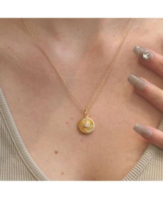 Palmer Sunburst Pendant Necklace in 14k Gold Finish