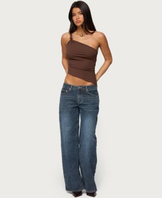 Women's Knotted One Shoulder Asymmetric Top