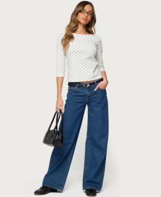 Women's Lela Polka Dot Quarter Sleeve Top
