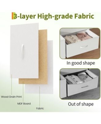 8 Drawer Fabric Dresser TV Stand with Wooden Top, Metal Frame Storage Chest, Wide Closet Organizer for Bedroom Living Room Hallway