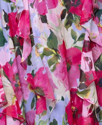 Petite V-Neck Floral Ball Gown Dress