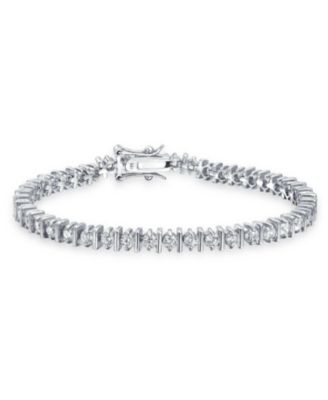 Classic 10CT CZ Solitaire Tennis Bracelet Cubic Zirconia .925 Sterling Silver 7 Inch
