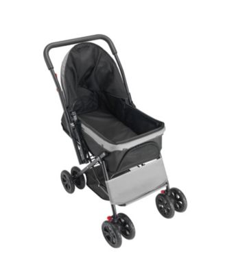 4-Wheel Pet Stroller: Foldable & Reversible, Supports Up to 44lbs for Dogs & Cats - Travel Ready