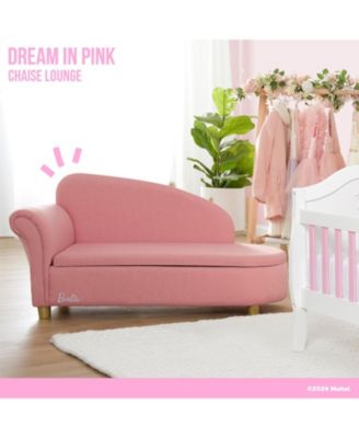 Girls Barbie Dream in Chaise Lounge, Soft Upholstered Seat with Raised Backrest, Gold-Tone Legs and Hidden Storage, ASTM Certified