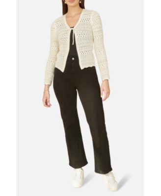 Women's Crochet Tie Front Cardigan