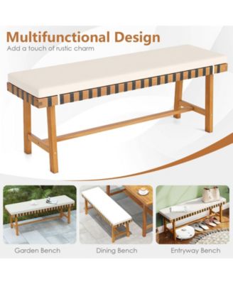 3-Piece Patio Dining Set Rectangular Table and 2 Benches w/1.97'' Umbrella Hole