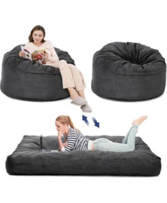 2 in 1 Bean Bag Chairs for Adults, Large Bean Bag Chairs, Convertible Floor Cushions for Adults