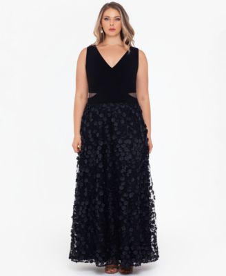 Plus Size V-Neck Sleeveless Ball Gown