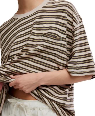 Women's All Love Stripe Pocket Crew Neck T-Shirt