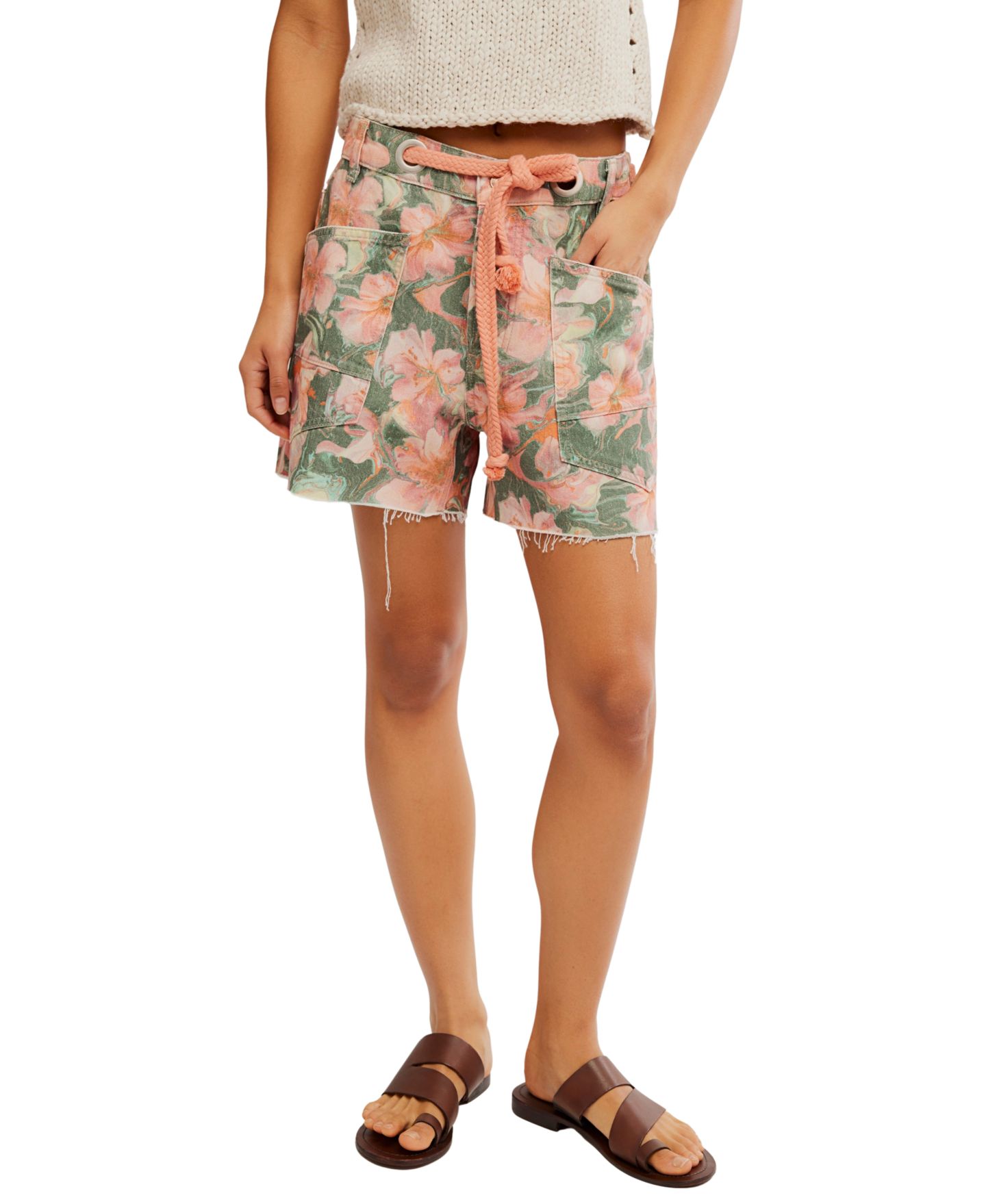 Женские шорты Free People We The Free Moxie Printed Pull-On, цвет: Арбузный комбинированный — фото 1