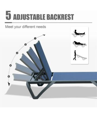 Outdoor Lounge Chair Set, Aluminum Plastic Patio Chaise Lounge with Side Table & 5 Position Adjustable Backrest & Wheels