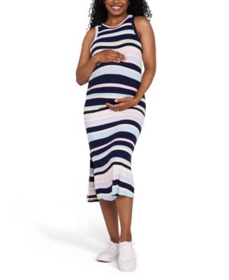 Maternity Motherhood Crew Neck Sleeveless Racerback Midi Dress