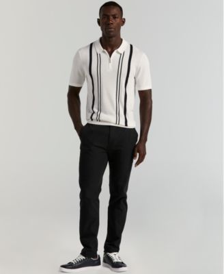 Men's Stripe Zip Polo Shirt