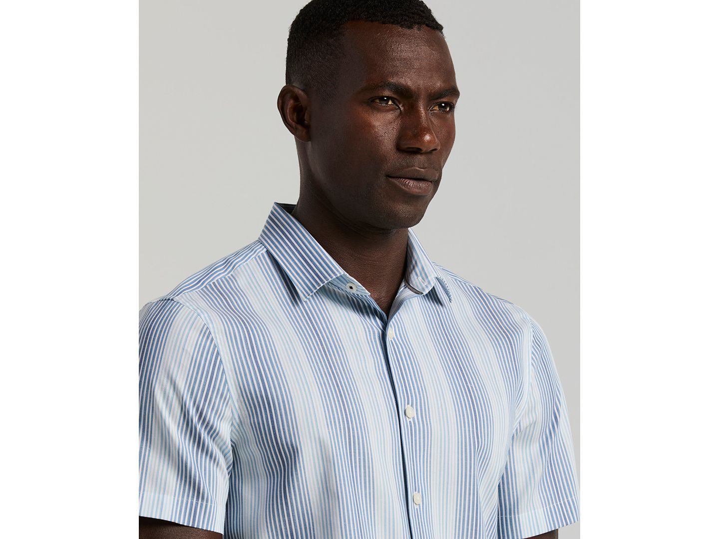Мужская рубашка Perry Ellis Variegated Stripe Short-Sleeve, цвет: Синий — фото 4