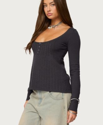 Women's Jaylah Cable Knit Babydoll Top