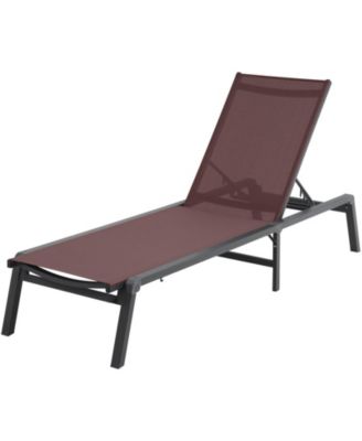 Outdoor Patio Chaise Lounge Chair with Adjustable 5-Position Backrest