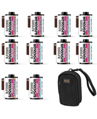 ILFOCOLOR 400 Plus Vintage Tone Color Film, ISO 400, 10-Pack with Camera Bag