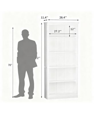 5-Shelf Wood Bookshelf for Library, Bedroom, Living Room