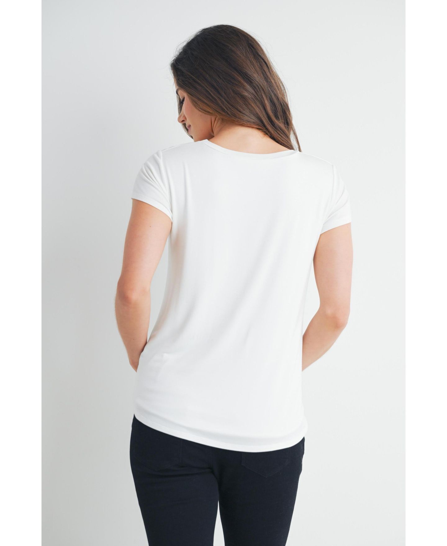 Женская футболка Hello Miz Maternity Scoop-Neck Short-Sleeve Nursing, цвет: Слоновая кость — фото 3