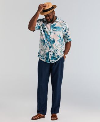 Men's Big & Tall Leaf Print Short-Sleeve Shirt