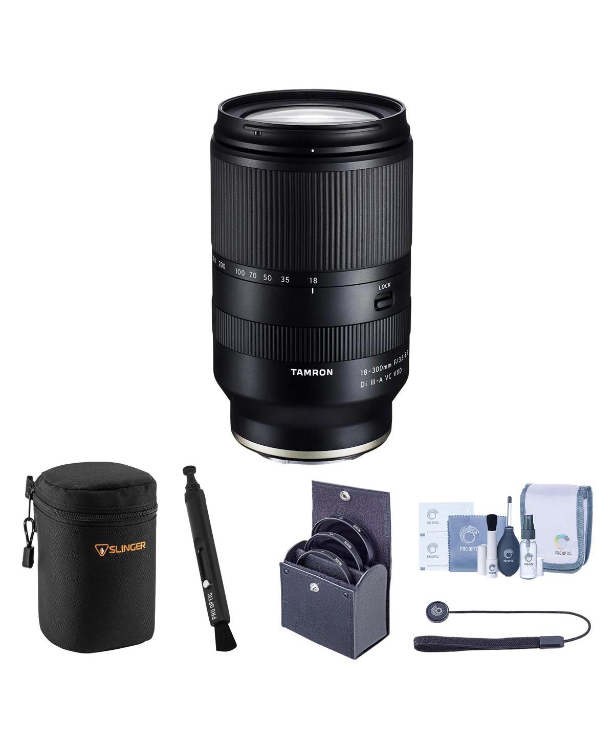 Tamron 18-300mm f/3.5-6.3 Di Iii-a Vc Vxd Lens for Sony E Bundle with 67mm Filter Kit, Lens Case, Lens Cleaner, Cleaning Kit, Universal Lens Cap