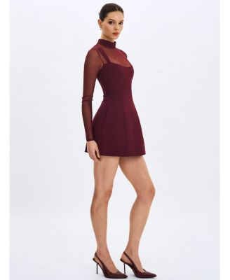 Women's Natasha Burgundy Faux Two-Piece Turtleneck Mini Dress
