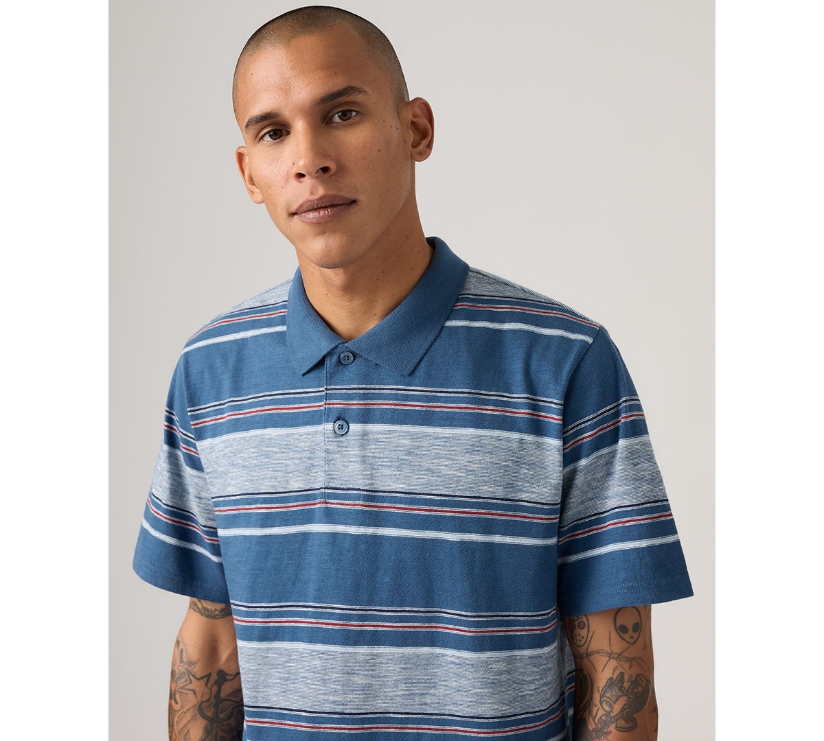 Levi's Men's Merritt Striped Collared Polo Shirt