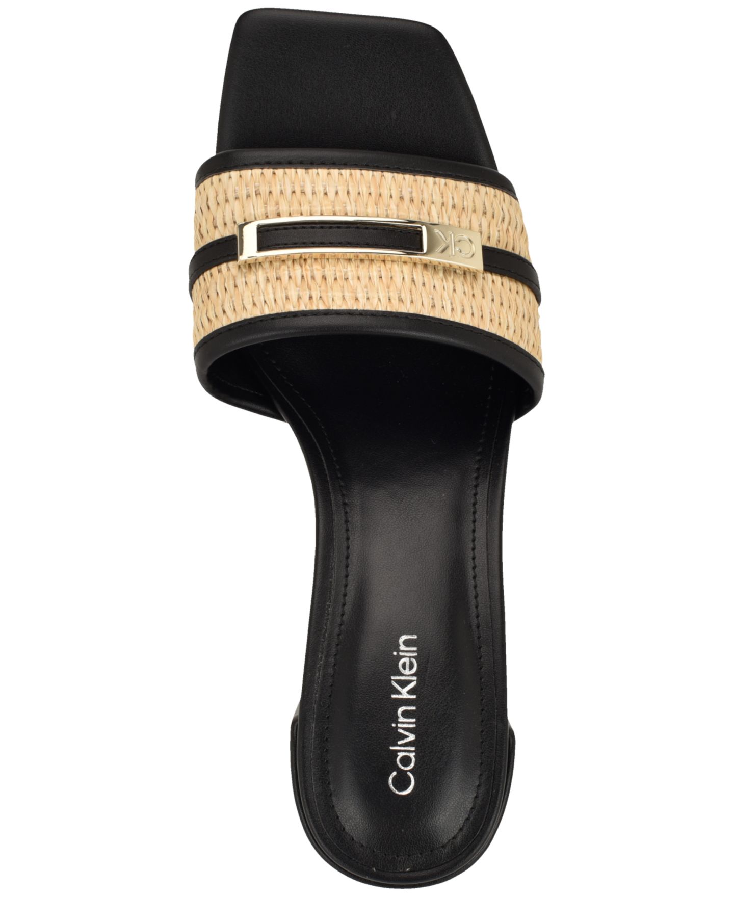 Женские сандалии Calvin Klein Paloma Slip-On Block Heel, цвет: Чёрный / Натуральный — фото 4
