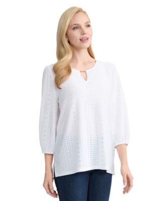Petite 3/4-Sleeve Round Neck Top