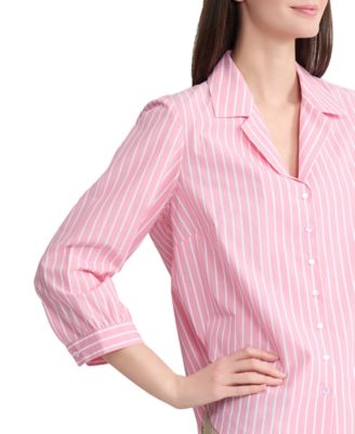 Petite Button-Front Collared Top