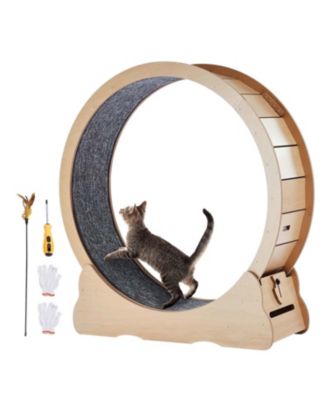 Cat Exercise Wheel: 43.3" Large Indoor Cat Treadmill in Yellow for Active Cats - Silent Running