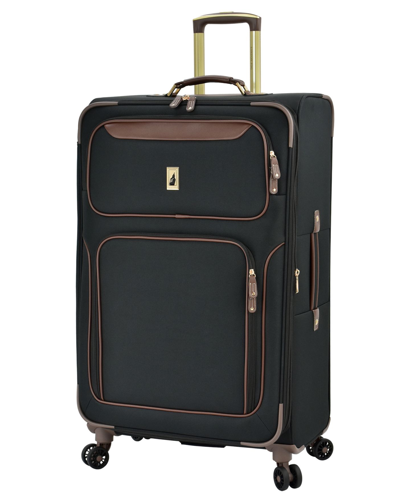 Чемодан London Fog Nottingham Large Expandable Softside Spinner, цвет: Чёрный каштановый — фото 1