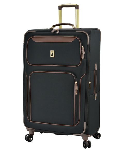 Чемодан London Fog Nottingham Large Expandable Softside Spinner, цвет: Чёрный каштановый