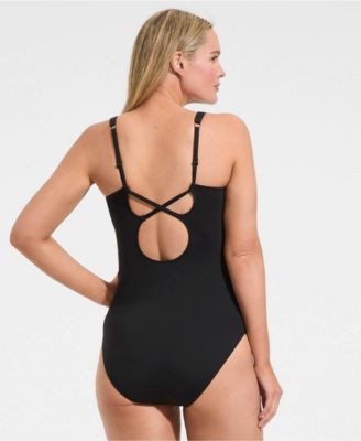 Women's V-Neck High Leg Strappy Back One Piece