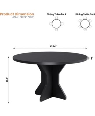 Round Dining Table for Circle Kitchen Dinner Table with Sturdy Pedestal Base, Small Spaces Dinning Room Furniture for Living Room