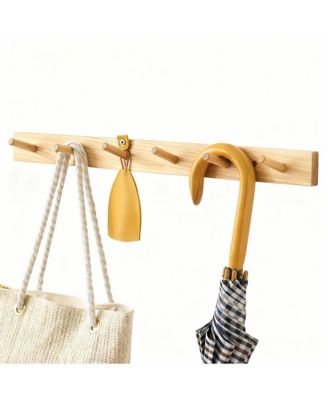 Hickory Wood Wall Coat Rack, Space-Saving, Easy to Install
