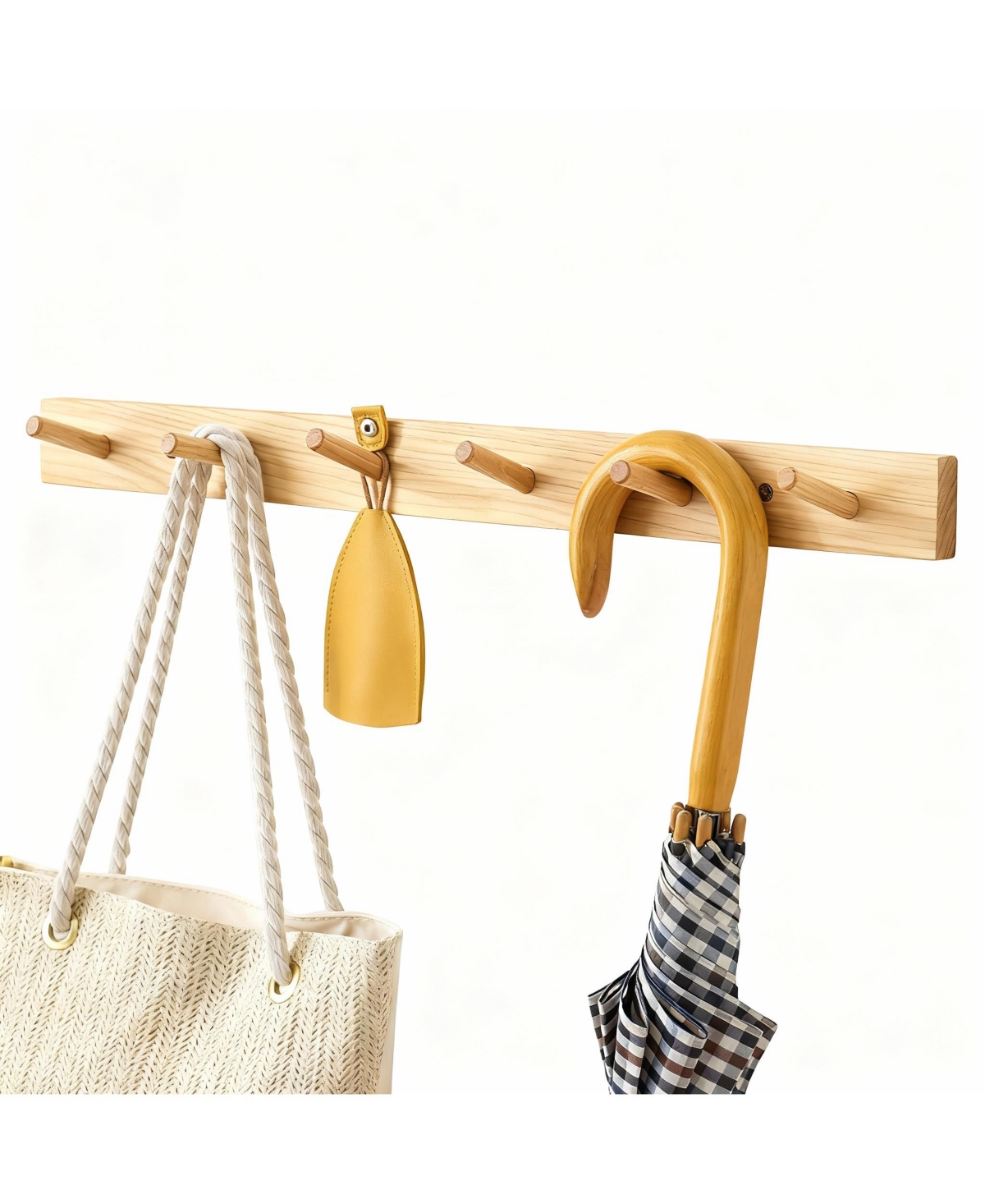 Yigii Hickory Wood Wall Coat Rack, Space-Saving, Easy to Install