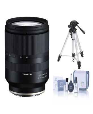 17-70mm f/2.8 Di III-A VC RXD Lens for Fujifilm X, Bundle with 3-Section Aluminum Tripod and Cleaning Kit