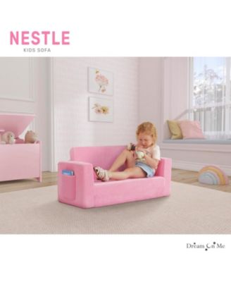 Toddler Nestle Sofa, 2-in-1 Convertible Sofa to Lounger, Low to Floor Design, Machine Washable Fabric Cover