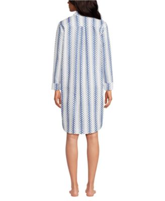 Plus Size Cotton Poplin Long Sleeve Sleepshirt Nightgown