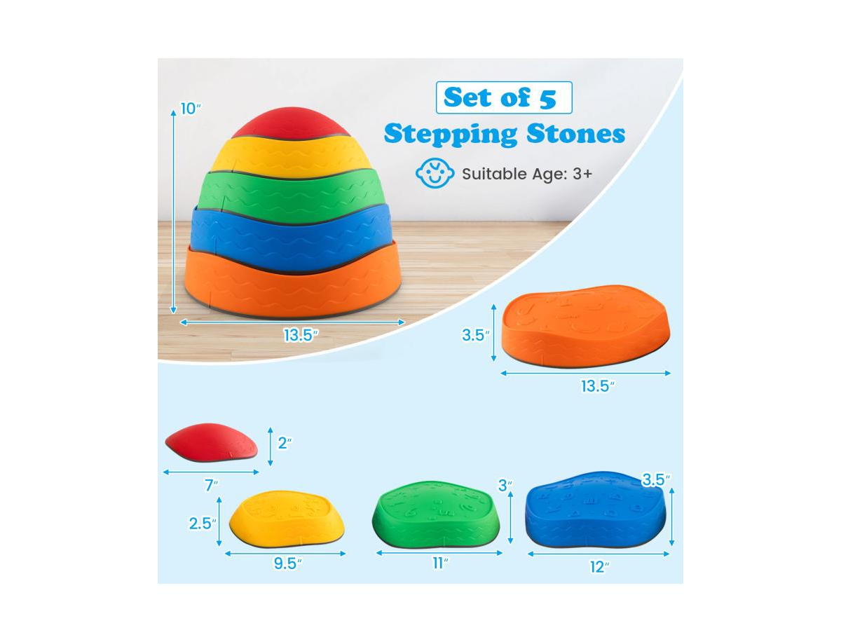 Slickblue 5-Piece Kids Round Stepping Stones Stackable Indoor Outdoor