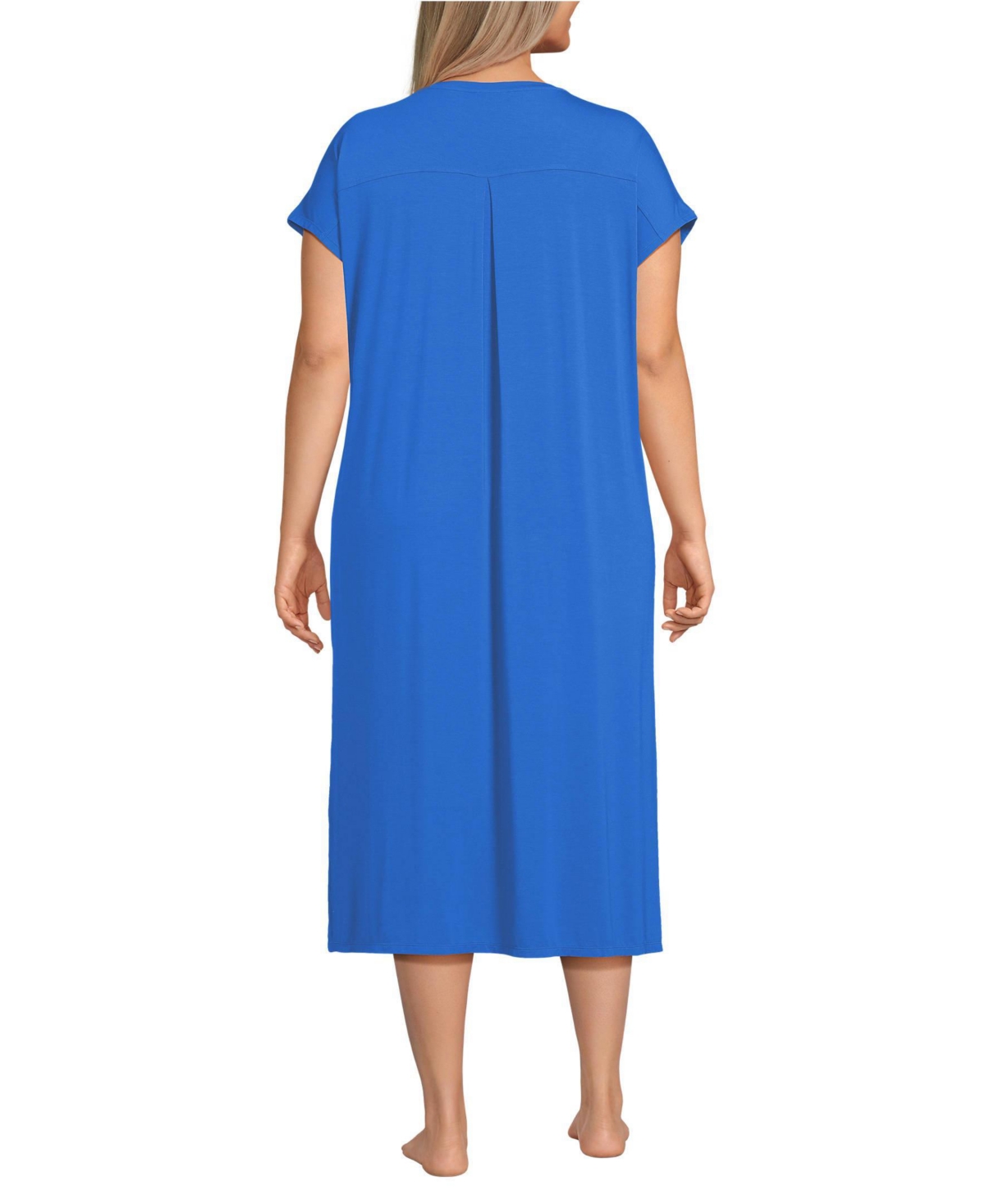 Lands' End Plus Cooling Cap Sleeve Midi Nightgown