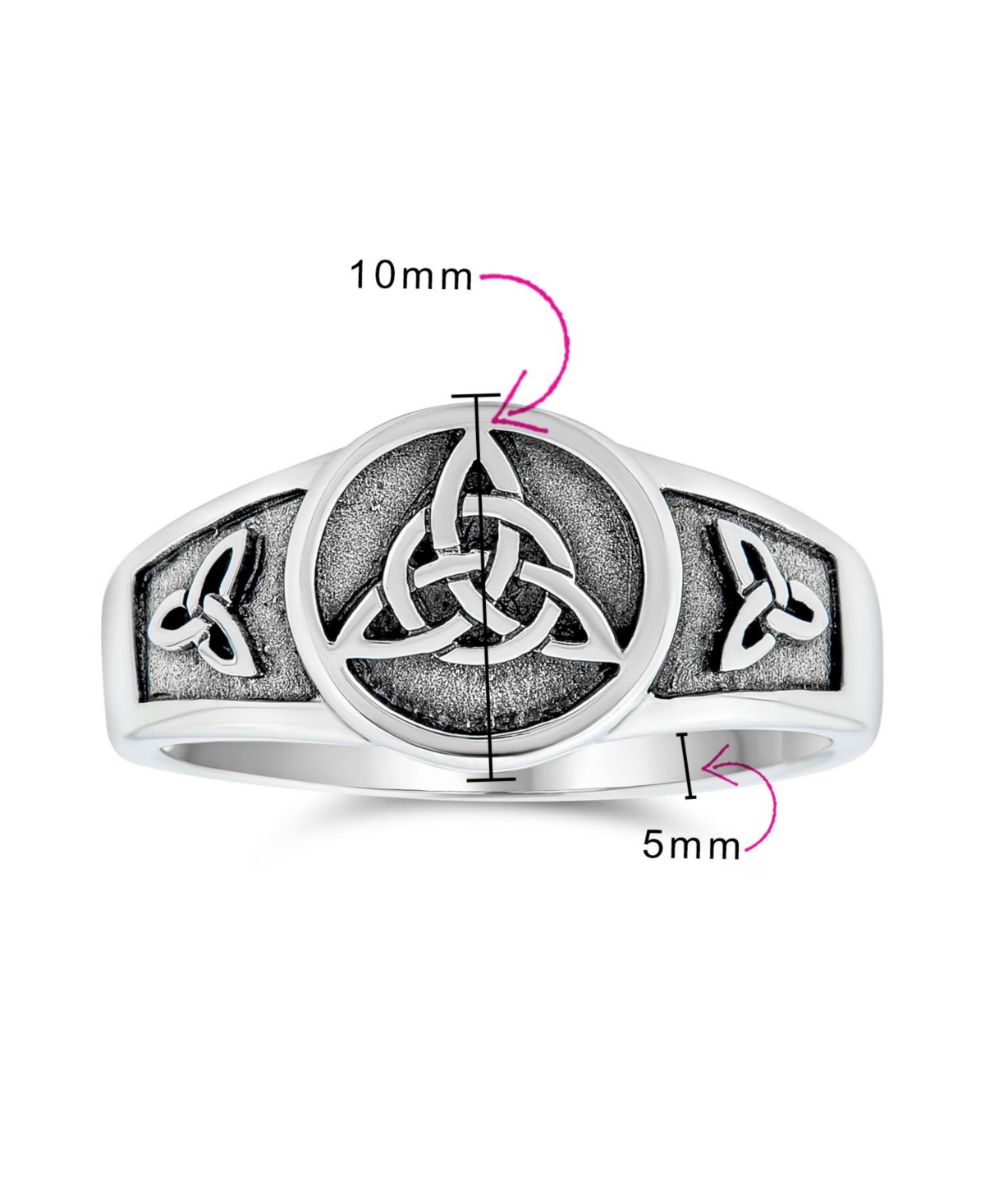 Bling Jewelry Ancient Viking Celtic Infinity Trinity Knot Triquetra Signet Ring Oxidized .925 Sterling Silver